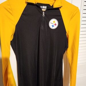 Women's NFL Team Apparel Steelers Black and Gold Quarter-Zip Jacket